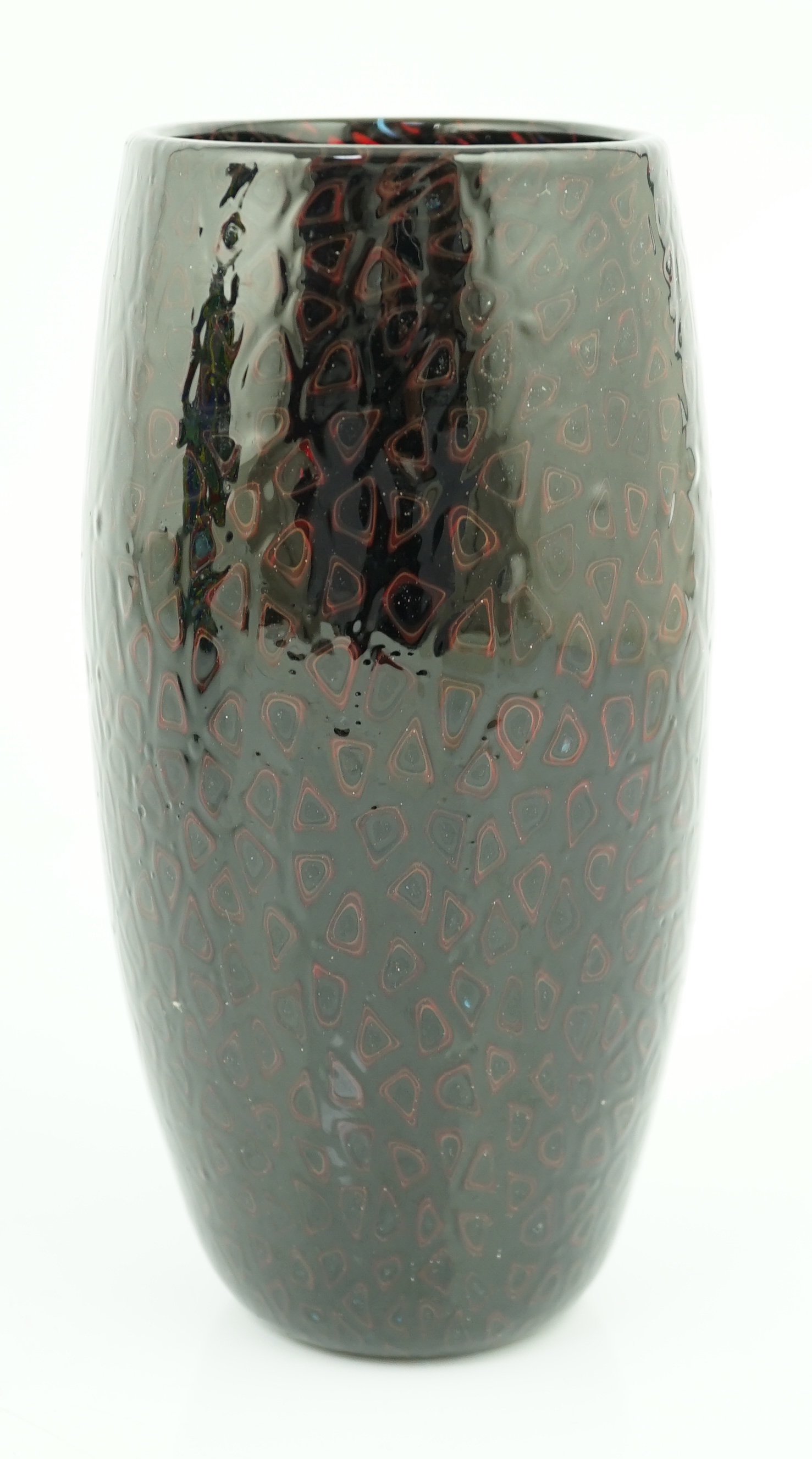 Vittorio Ferro (1932-2012) A Murano glass Murrine vase, in dark red and blue, unsigned, 24.5cm., Please note this lot attracts an additional import tax of 20% on the hammer price